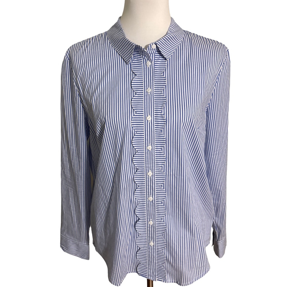 Truly Poppy Blue Striped Button Down Shirt Men's